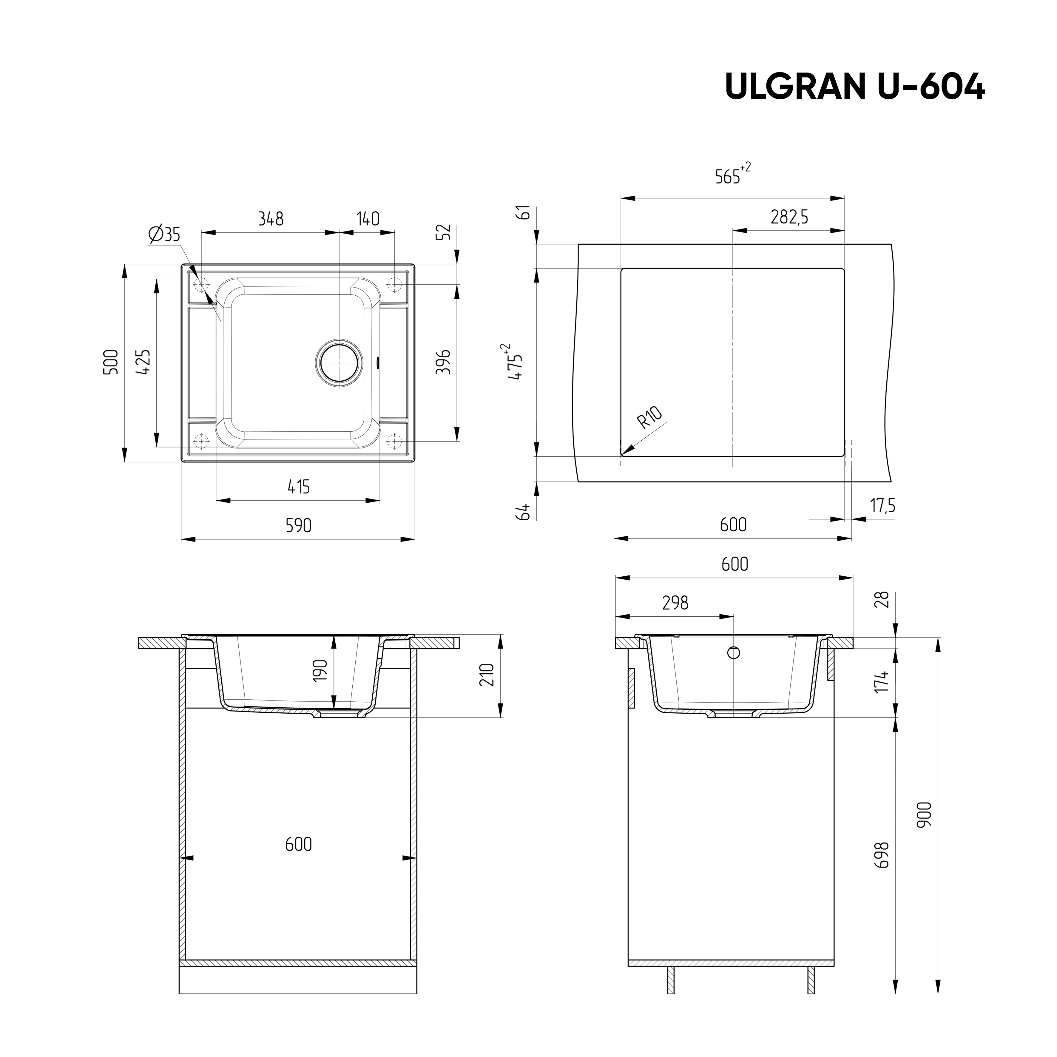 Мойка Ulgran U-604-342 графит